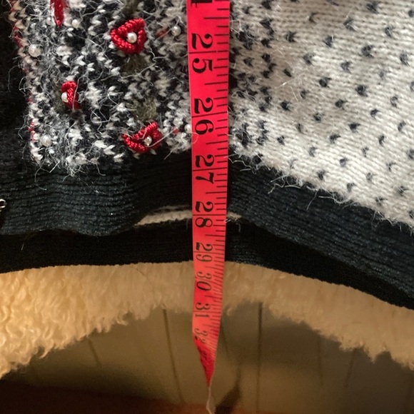 Koret Patterned Cardigan in Black, White, and Red - Picture 8 of 9